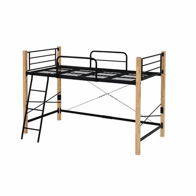 JKプラン ロフトベッド ロータイプ シングルベッド下収納 IRI-1042SET-BKNA ブラック×ナチュラル