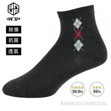 【UF72】UF5310(五雙入)ELF除臭竹炭高效菱格紋休閒襪