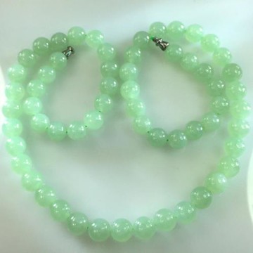 【森茂珠寶】緬甸天然翡翠A貨 冰翠圓珠項鍊 F2000