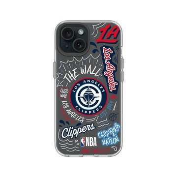 iPhone 15 Clear 透明 - NBA - 塗鴉系列-洛杉磯快艇 Los Angeles Clippers - Graffiti