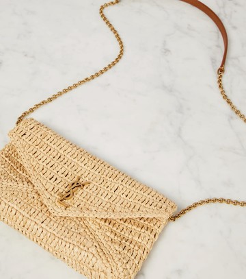 Saint Laurent Cassandre Mini raffia shoulder bag