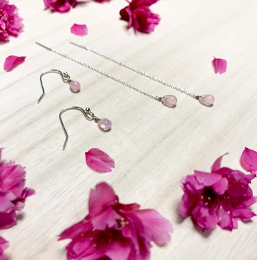 極簡系列 - 限定緋櫻花粉嫩紅 - 925純銀手作耳環 免費改夾式 銀飾 禮物 包裝