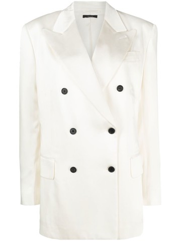 TOM FORD - Fluid double-breasted satin blazer - women - Viscose/Viscose/Acetate/Polyester - 38 - Neutrals