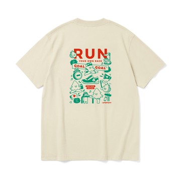 RUN(米色T) 重磅插圖T 跑 旅行 情侶 中性