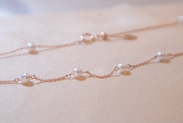 日本 Akoya 珍珠滿天星項鍊 18k玫瑰金 項鍊