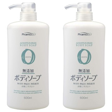 KUMANO 熊野油脂 Pharmaact 無添加沐浴乳 600ml 植物性原料 溫和不刺激 洋甘菊 天竺葵 薰衣草精華油 深層潤澤  2瓶
