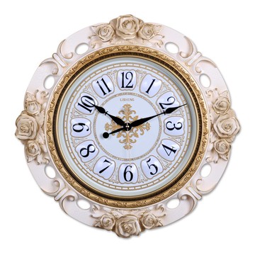 麗盛50cm歐式靜音壁掛鐘客廳時鐘時尚掛表臥室鐘表創意圓形石英鐘