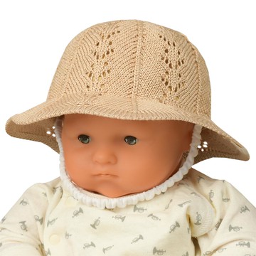 akachan honpo - 鬱金香帽-編織圖案-咖啡色