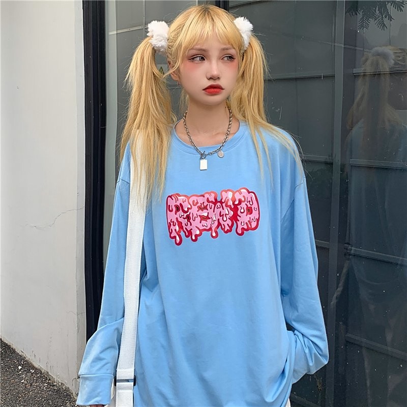 Tシャツ レディース タイダイ柄 長袖 秋 ゆるい トップス 韓国ファッション 原宿系 Bf風 ヒップホップ ダンス ストリート風 カジュアル 通販 Lineポイント最大get Lineショッピング
