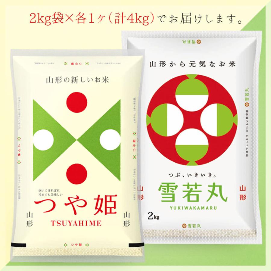 新米 令和5年 つや姫 雪若丸 各2kg 食べ比べセット (計4kg) 山形県産 (玄米・白米・無洗米)精米方法選べます