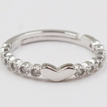 現貨+預購 925純銀戒指 鑲鑽銀飾-愛心造型經典唯美流行母親節生日情人節禮物女配件73ae56【獨家進口】【米蘭精品】