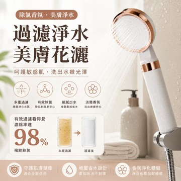 TW現貨 除氯香氛過濾花灑 淨水蓮蓬頭 美膚花灑 98%除氯 6重過濾 香氛濾芯 增壓省水 敏感肌適用
