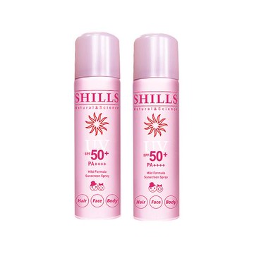 (2罐超值組)SHILLS舒兒絲 SPF50+/PA++++長效抗汗涼感防曬噴霧 90gx1罐 (溫和護膚-粉)