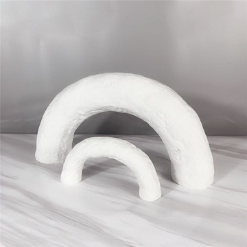 簡約現代砂巖白色幾何拱形擺件 創意家居飾品客廳茶幾樣板房