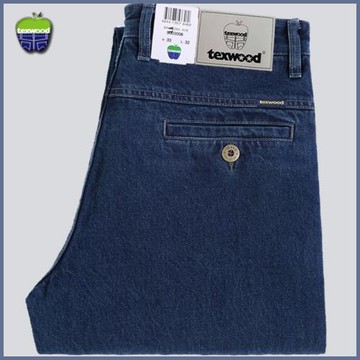 正品美國Texwood/蘋果牛仔褲男秋冬寬松直筒純棉高腰中老年休閑褲