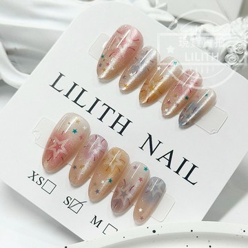 可隔日到貨！白桃可露麗 貓眼穿戴甲 可拆卸顯白百搭光療穿戴甲 美甲貼片 美甲穿戴甲 甲片 假指甲 指甲貼