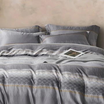 貝淇小舖 60支純天絲TENCEL  雙人  摩登城市 灰色  床包 + 枕套3件組