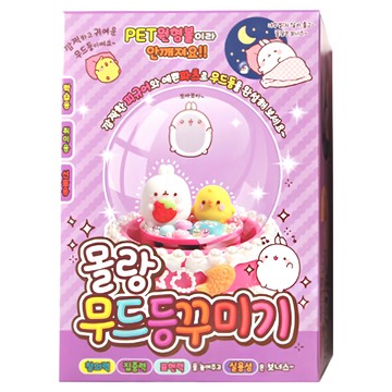 2Youngdesign DIY Molang兔 水晶球裝飾材料包 圓形小夜燈裝飾套組 可愛公仔 底部有燈光開關  顏色隨機  1組