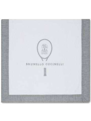 Brunello Cucinelli - logo-embroidered beach towel - unisex - Cotton - One Size - White