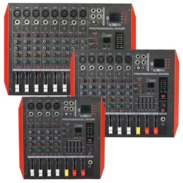 混音器 音頻混音器 音控台 調音臺帶功放一體機舞臺演出家用音響設備帶USB5段均衡混音器