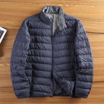輕奢薄款羽絨服男寬松外貿輕便保暖立領夾克高級休閑秋冬季外套潮