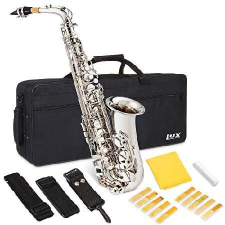 LyxJam Alto Saxophone E Flat Brass Sax Kit, Professional Sound, Complete Accessories, Ideal for All Players, Includes Hard Case, 10 Extra Reeds, Strap