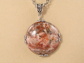 豹紋碧玉兵馬俑粉紅色碧玉圓形吊墜項鍊女士首飾