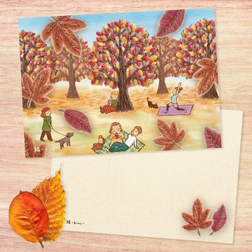 刺繡照片明信片No.16 秋の公園