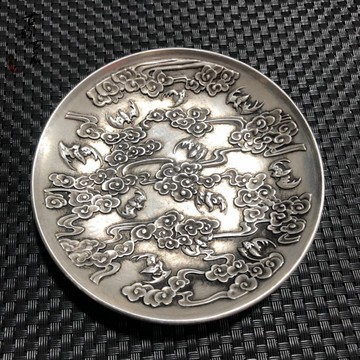 古玩雜項銅盤/銅碟擺件復古家用茶碟/茶托純銅杯墊仿古做舊小盤子
