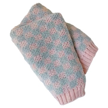 愛北鼻 親子針織圍脖 32 x 23cm 粉色方格