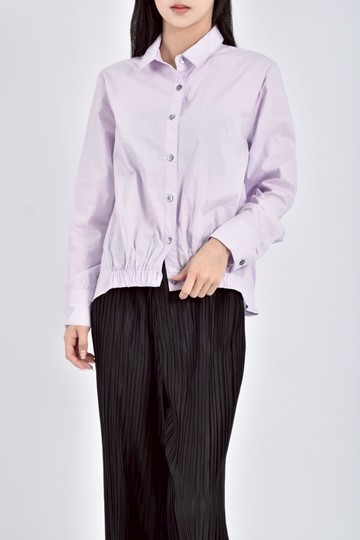 (S) le polka棉質排扣淺紫色襯衫上衣
