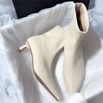 小眾氣質細跟韓版簡約純色短靴