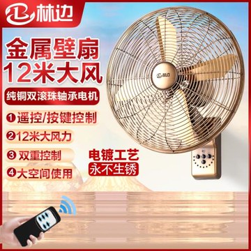 林邊復古電風扇壁扇家用靜音大風力仿古懷舊遙控電風扇商務金屬扇