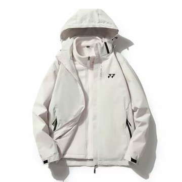 YY羽毛球服外套秋冬男女同款加絨沖鋒衣可拆式三合一戶外防風防水