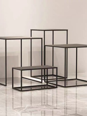 簡約鐵藝方幾中島流水臺高低展示桌櫥窗展示臺打印機架魚缸架定制