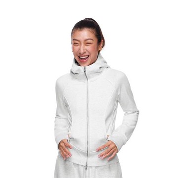 FDR官方店 蓄熱保暖修身開衫連帽衛衣外套女秋季高領收腰運動上衣