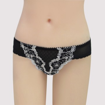 曼黛瑪璉 集中穩定法式香吻無襯  低腰丁字內褲(黑)