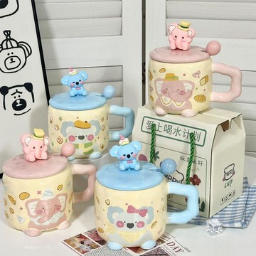 【臺灣-出貨】可愛少女卡通陶瓷杯子高顏值生日禮物學生情侶杯牛奶咖啡杯喝水杯HDIA3