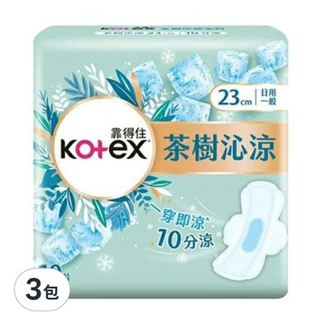 靠得住茶樹沁涼棉 60837  23cm  10片  3包