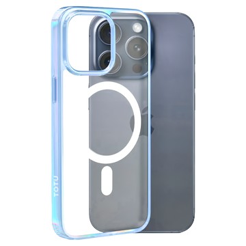 TOTU 拓途 晶炫系列 iPhone 15 Pro 磁吸防摔手機保護殼 雙材質防摔掛繩孔 TPU+PC材質  藍色