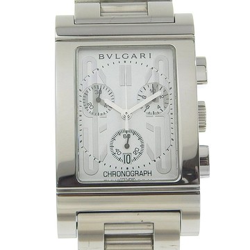 【日本直送】寶格麗 BVLGARI Rettangolo 手錶 RTC49S 不鏽鋼 石英 計時碼錶 白色錶盤 男士【二手】