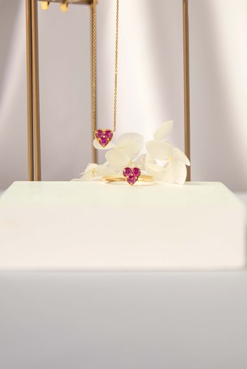 樂芙  K金 心型項鍊  鑽石 彩寶