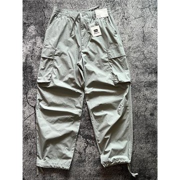 日系復古山系機能春夏超薄輕型闊腿寬松直筒多口袋工裝褲抽繩褲子