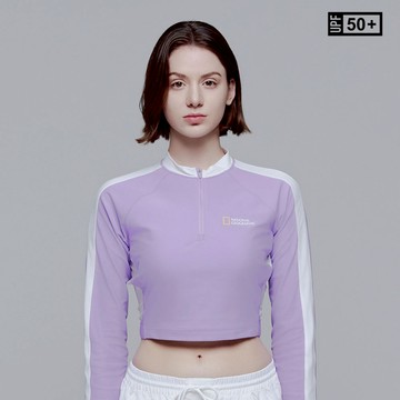 女裝 短版 半開拉鍊 防曬衣 - 紫色