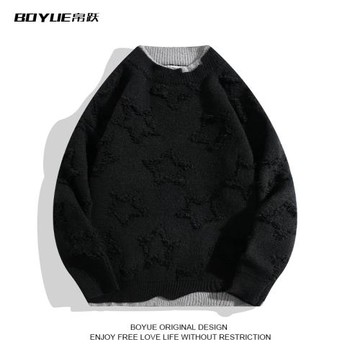 BOYUE帛躍假兩件毛衣個性日系風復古男潮秋冬針織衫上衣2022新款