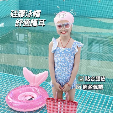Mini baby🌷現貨🌷兒童泳帽 遊泳戲水 防水不勒頭 卡通泳帽 庫洛米 美樂蒂 玉桂狗 草莓熊