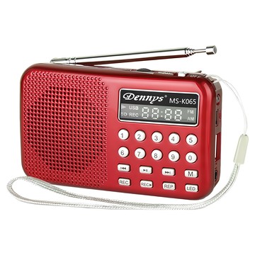 Dennys 丹尼斯 可錄音收音機喇叭 FM:70-108MHz AM:522-1710MHz 87db  MS-K065  紅色