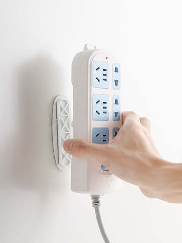 插座固定器粘免打孔插排拖線板路由器墻壁粘貼無痕壁掛收納插座扣1入