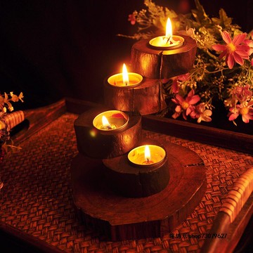 泰國特色工藝品手工復古原生態燭臺東南亞風格家居裝飾多層燭臺1入