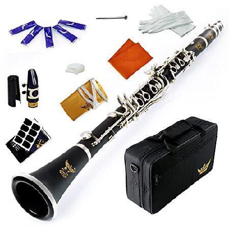 ROFFEE clarinet beginner student level 26N B flat ABS nickel plated keys Bb tone with berrels,case,5 reeds,mouthpiece and more